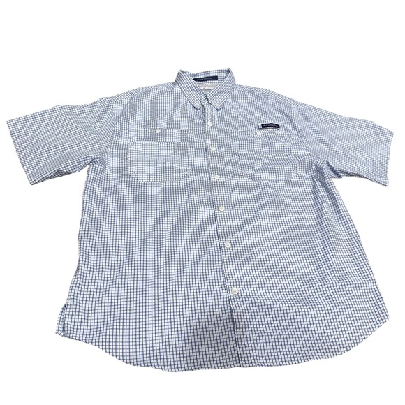 Columbia Super Tamiami Plaid Fishing Shirt Button Down Short Sleeve Mens L - Picture 1 of 8
